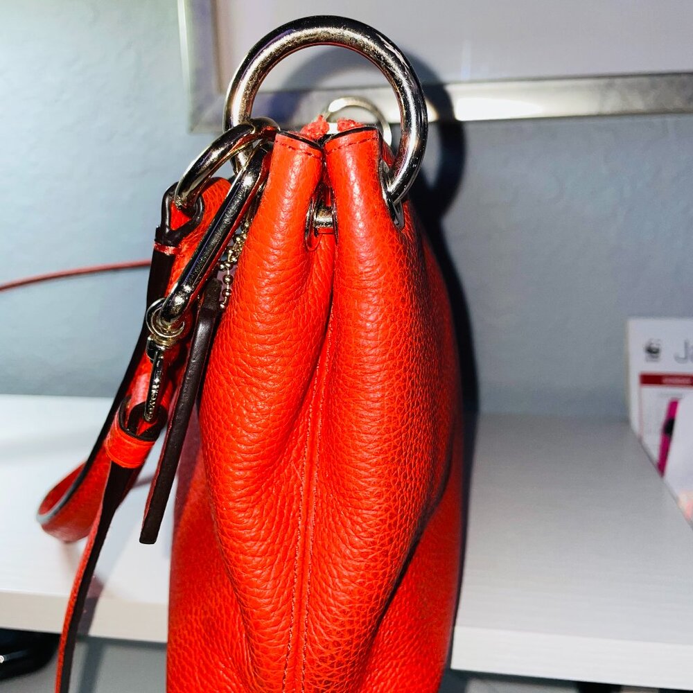 COACH Red Pebbled Leather Charley Crossbody Travel Bag - Picture 5 of 10